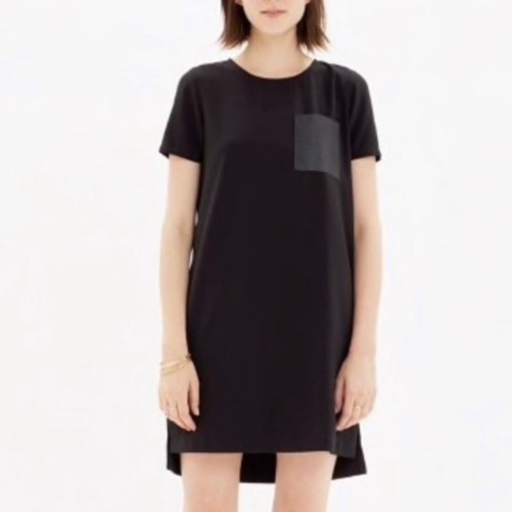 NWT J. Crew Faux Leather Pocket TShirt Dress XXS